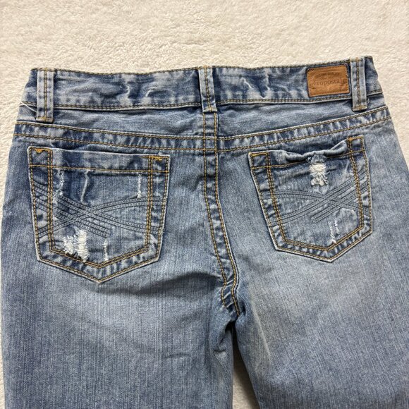 Aeropostale Jeans Womens 9/10 Short Blue Hailey Skinny Flare Stretch Distressed - Picture 10 of 12